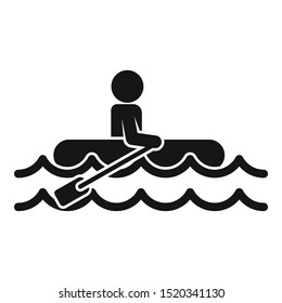 Man boat flood icon. Simple illustration of man boat flood vector icon for web design isolated on white background