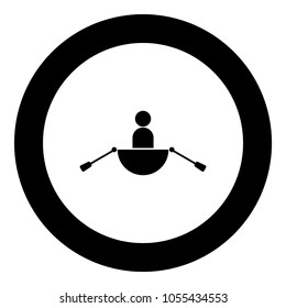 Man in a boat icon black color in circle