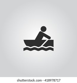 Man and boat icon vector