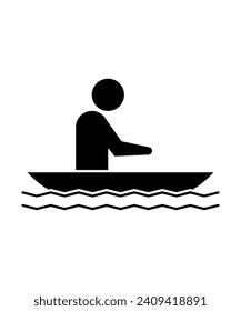 hombre con icono de barco, icono de mejor línea vector.