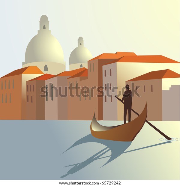 man and boat on town\
background