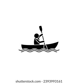 Mann im Boot, Vektorsymbol einzeln.