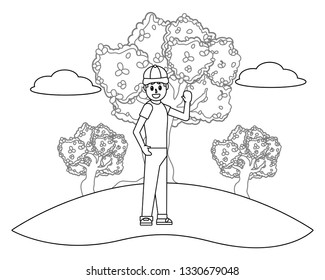 man body cartoon in black and white