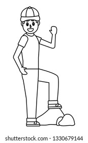 man body cartoon in black and white