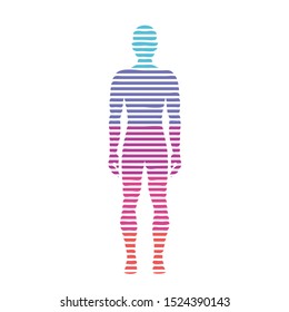 man body silhouette striped lines color vector 