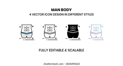 Man Body Vector illustration icons in different style
