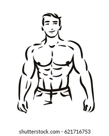 Man bodybuilder figure silhouette symbol set