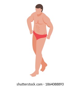 Icono de la construcción del cuerpo humano. Isometric del hombre ícono del vector de la construcción del cuerpo para el diseño web aislado en fondo blanco
