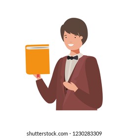 man with book of diary avatar character