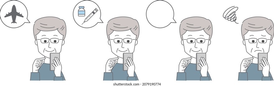 Man book a flight, a doctor’s appointment, etc. Vector illustration isolated on white background.