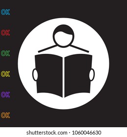 man with book, icon illustration