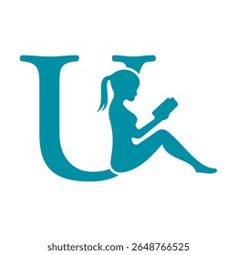 Man Book Logo combine with letter U vector template