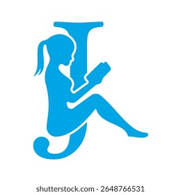 Man Book Logo combine with letter J vector template