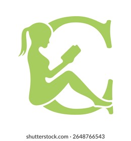 Man Book Logo combine with letter C vector template