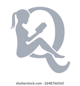 Man Book Logo combine with letter Q vector template
