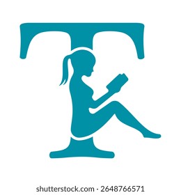 Man Book Logo combine with letter T vector template