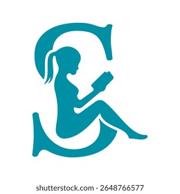 Man Book Logo combine with letter S vector template