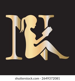 Man Book Logo combine with letter N vector template