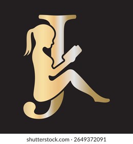 Man Book Logo combine with letter J vector template