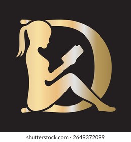 Man Book Logo combine with letter D vector template