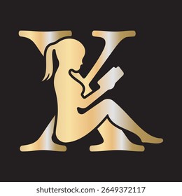 Logotipo Man Book combinado com modelo de vetor letra X
