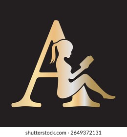 Logotipo Man Book combinado com modelo de vetor letra A