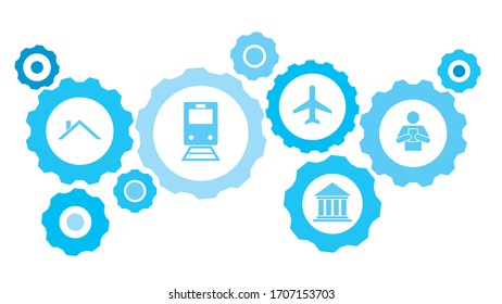 Man, book, read gear blue icon set