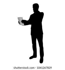 A man with a book, a silhouette