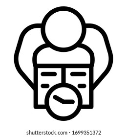 Man with book top view icon. Outline man with book top view vector icon for web design isolated on white background