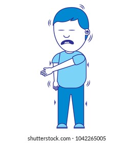 man bored by a joke discharge electric
