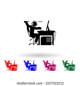 Man bored multi color icon. Simple glyph, flat vector of gamer icons for ui and ux, website or mobile application