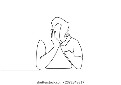 man bored waiting sleepy work life line art design