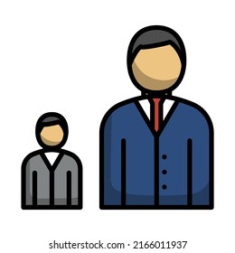 Man Boss With Subordinate Icon. Editable Bold Outline With Color Fill Design. Vector Illustration.