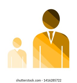 Homem Chefe Com Ícone Subordinado. Design de escada de mão de cor plana. Ilustração de vetor.