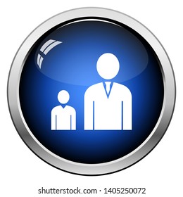 Man Boss With Subordinate Icon. Glossy Button Design. Vector Illustration.