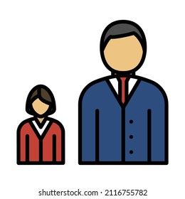 Man Boss With Subordinate Lady Icon. Editable Bold Outline With Color Fill Design. Vector Illustration.