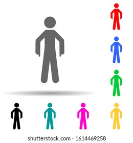 Man botton, down multi color style icon. Simple glyph, flat vector of man pointing finger icons for ui and ux, website or mobile application