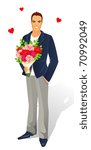 Man with bouquet of roses