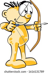 Man with bow and arrow. Conceptual image about the sport of archery. Vector illustration in cartoon style, available in EPS 10.