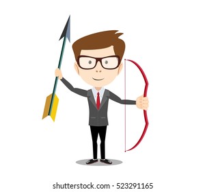 man with a bow and arrow. Stock vector illustration