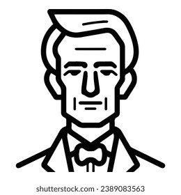 Man In Bow Tie Flat Icon Isolated On White Background