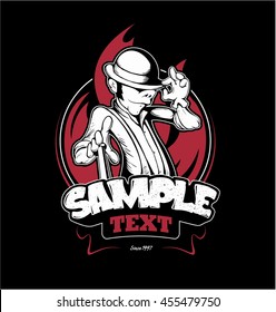Man in the bowler hat with the baseball bat