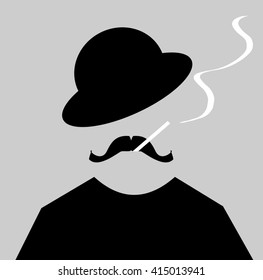 man with bowler hat and smoking