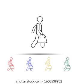 man with bowling ball bag multi color style icon. Simple thin line, outline vector of vmle bag and luggage icons for ui and ux, website or mobile application