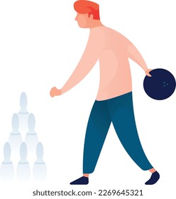 Man Bowling Curvy 1 UI Banner Illustration Vector EPS