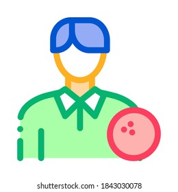 Man Bowling Gamer Icon Vector. Outline Man Bowling Gamer Sign. Isolated Contour Symbol Illustration