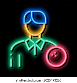 Man Bowling Gamer neon light sign vector. Glowing bright icon Man Bowling Gamer isometric sign. transparent symbol illustration