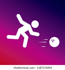 Man Bowling icon vector illustrator creative design purple and pink gradient background minimal design