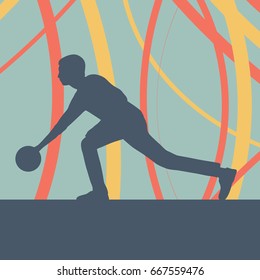 Man bowling player vector abstract background