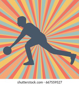 Man bowling player vector abstract background